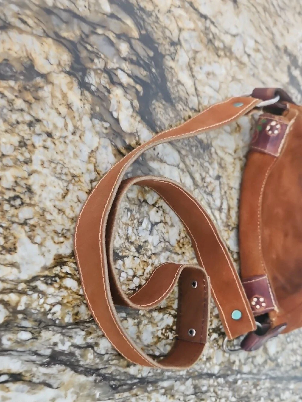 Undranded Boho Style Suede Hand Tooled Crossbody Bag Some Patina